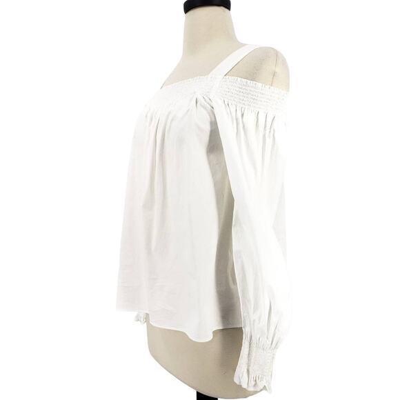 Loft Smocked Off The Shoulder Cotton Blouse Top - Picture 6 of 7